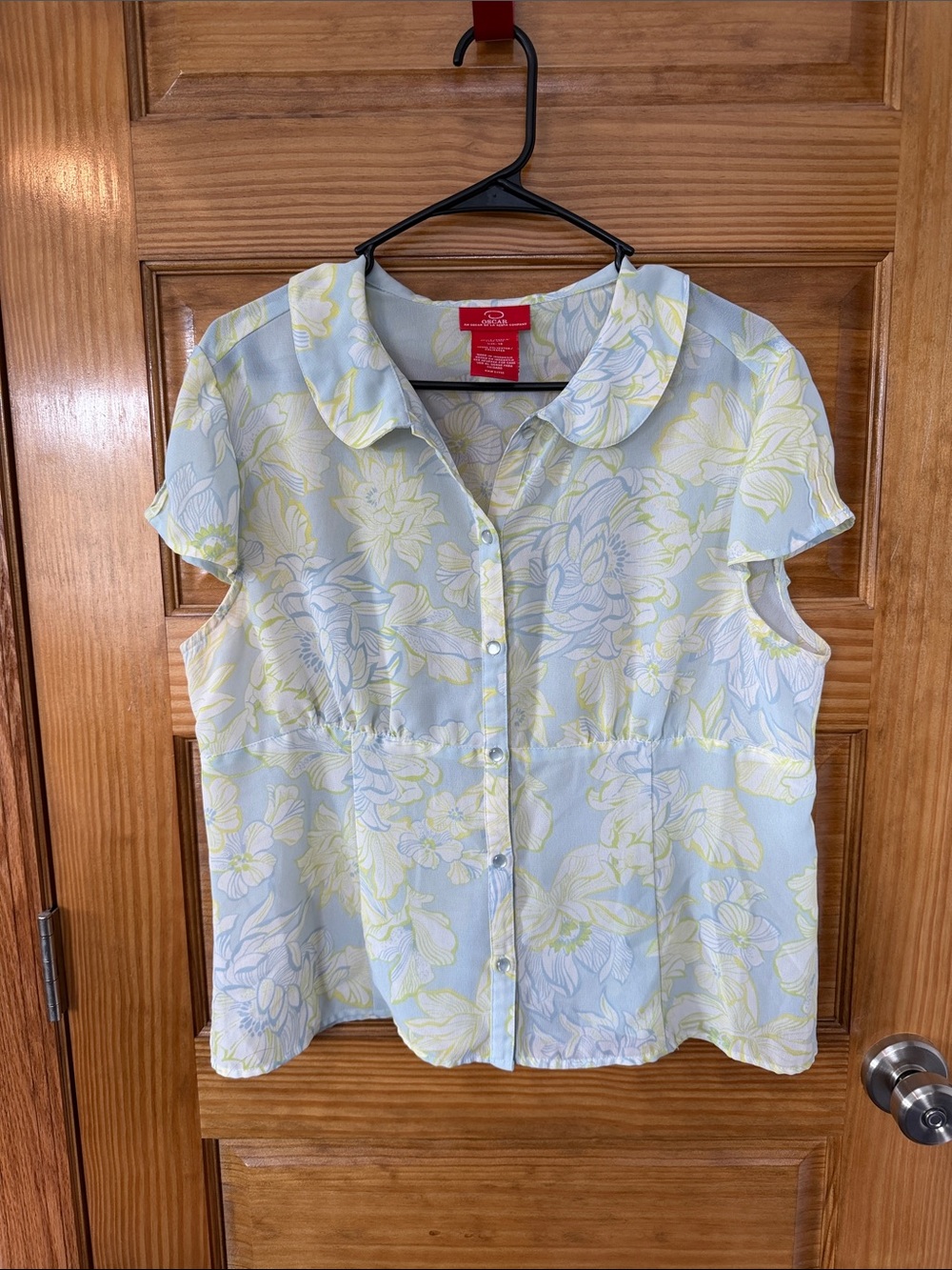 Women’s Oscar de la Renta Floral Button-Front Blouse- Size 16